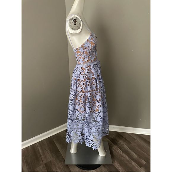 SELF-PORTRAIT AZALEA LACE MIDI DRESS - PURPLE - Picture 9 of 11